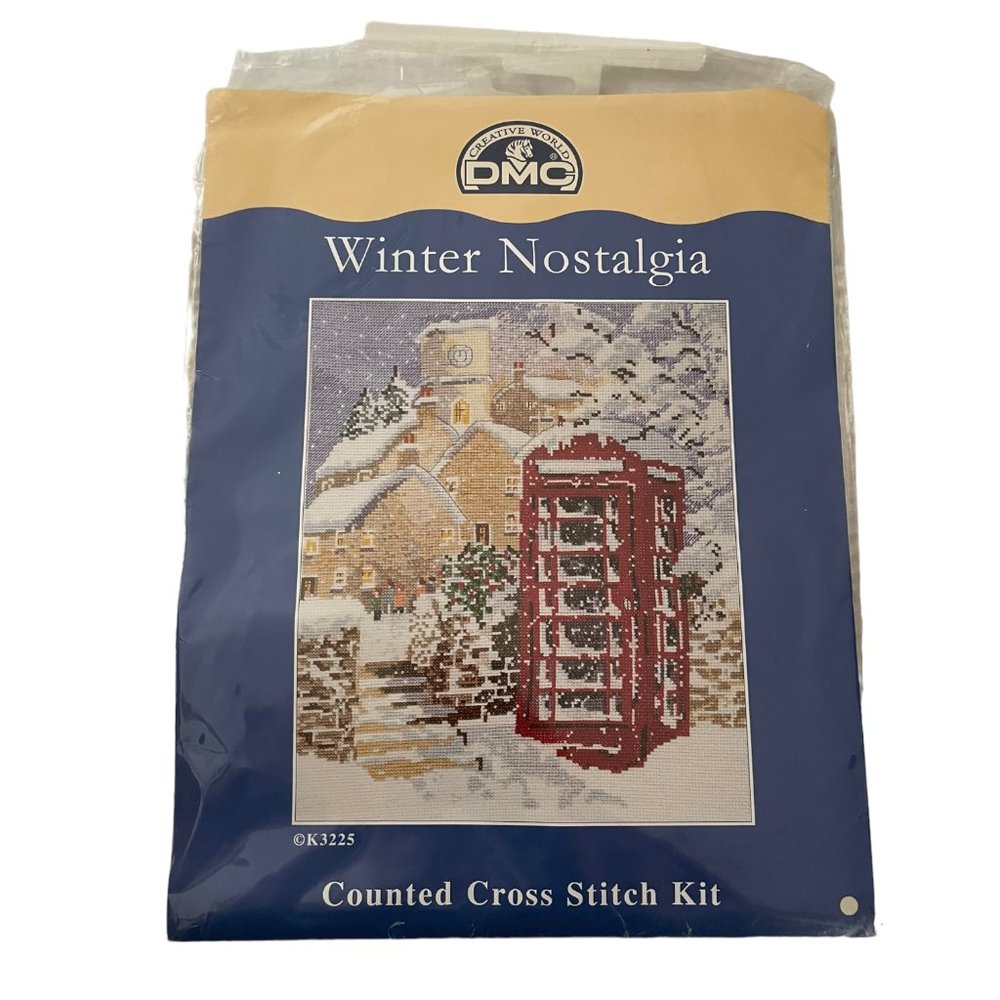 DMC Winter Nostalgia Telephone Box Booth Christmas Scene Counted CrossStitch Kit